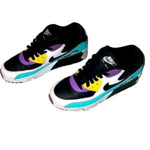 Nike Air Max 90s Bright Black Violet Whites